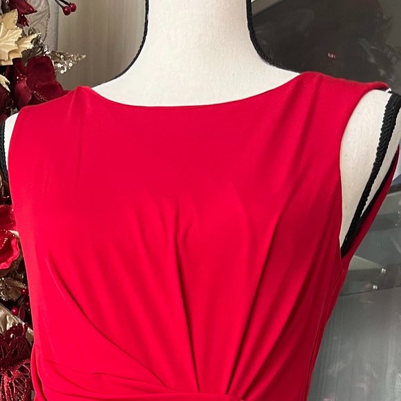 Ellen Tracy-Simple Yet Class Fire Engine Red Dress - Picture 2 of 11